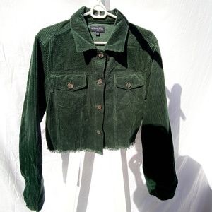 Green Corduroy Crop Jacket